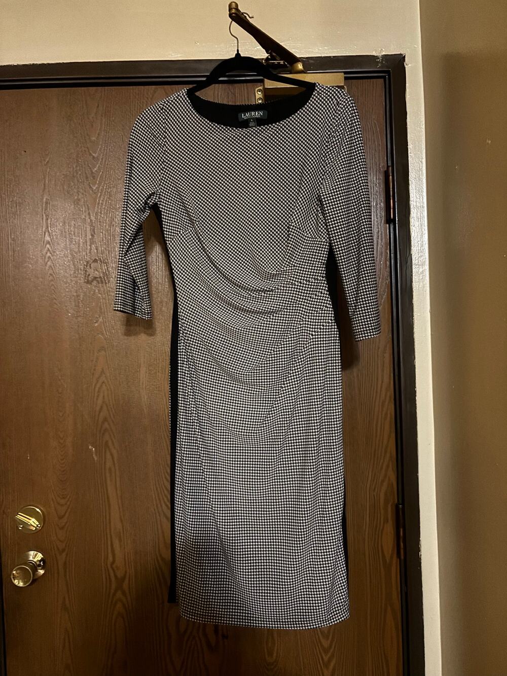 NWOT Ralph Lauren Black/ White Houndstooth Preppy Professional Midi Dress